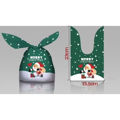 Lovely Rabbit Ear Christmas Candy Gift Bag Xmas Packing Plastic Bags 2021 Christmas Decor for Home Navidad New Year Gift 50pcs