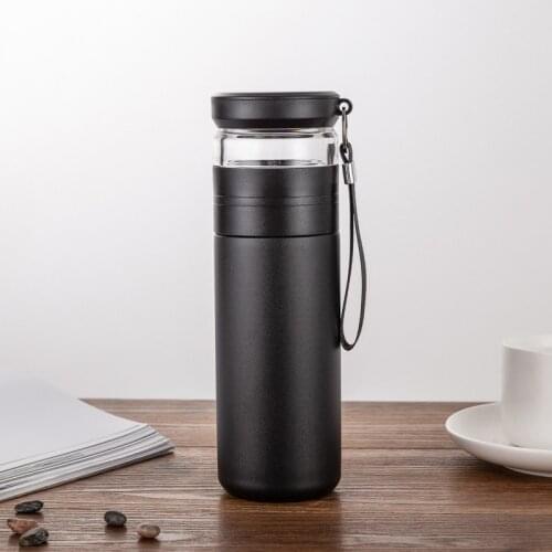 500ml Thermos Mug Bottle Double Tea Thermos Cup Water Infuser Stainless Steel Separation Glass Mugs Creative Drinking Cup