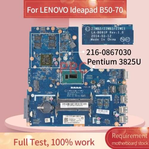 5B20G46221 For LENOVO Ideapad B50-70 Pentium 3825U Notebook Mainboard LA-B091P SR24B 216-0867030 DDR3 Laptop Motherboard
