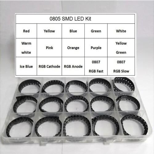 5 Values x100pcs= 500Pcs 0805 Ultra Bright SMD R G B W Y LEDs 0805 2012 smd led White Red Green Blue Yellow