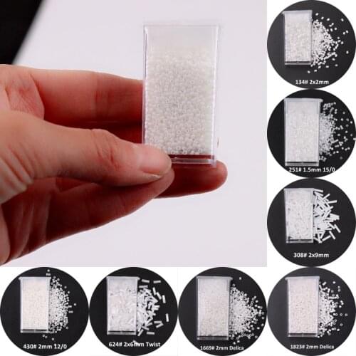 1 Box White Series Glass Seed Beads Bugles Tube Multi Size Delica Spacer Bead For DIY Wedding Craft Garments Decoration Material