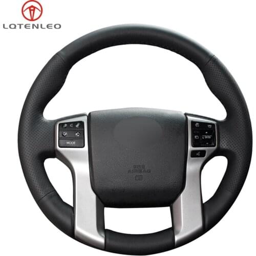 Black PU Artificial Leather Sew Car Steering Wheel Cover For Toyota Land Cruiser Prado 2010-2017 Tundra Tacoma 4Runner 2014-2019