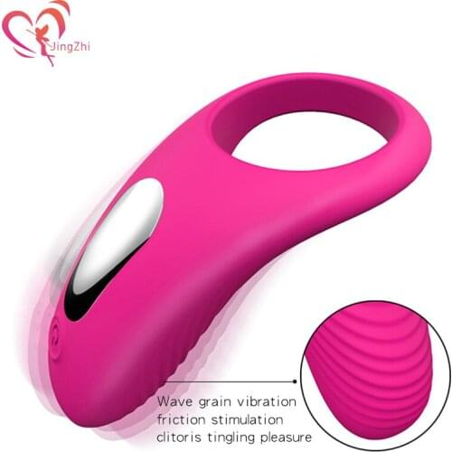 JingZhi Vibrating Penis Ring Mens Cock Rings Clitoris Stimulation Delayed Premature Ejaculation Vibrator Couples Adult Sex Toys