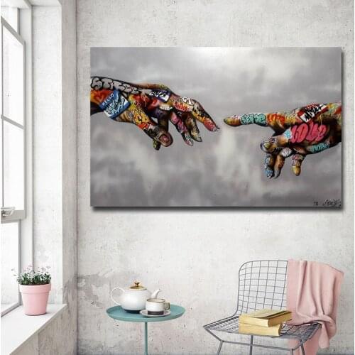 Graffiti Street Art Canvas Painting Abstract Hand Posters and Prints Cuadros Wall Art Pictures for Living Room Home Decoration