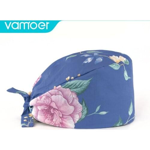 Flower printing Cotton surgical cap Dentist cap Clinic Pet Veterinary Beauty pharmacy lab work cap Operating room hat scrubs cap