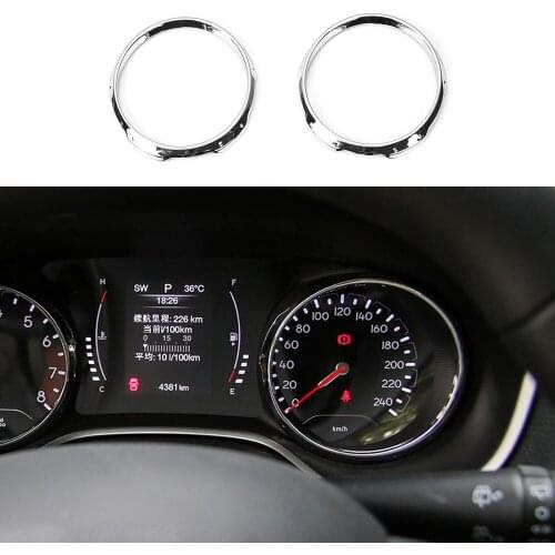 1 Pair Chrome ABS For Jeep Compass 2017+ Dashboard Button Trim Cover Frame Ring