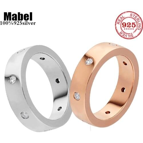 Hot Sale Fit Original 925 Sterling Silver Ring for women Rose Gold Couple Ring Classic High Quality Jewelry Wedding Gift