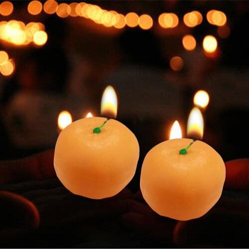 2PC Orange Shape Fruit Scented Candle Incense Wedding Gift Home Decoration Valentines Day Christmas Candle Lamp
