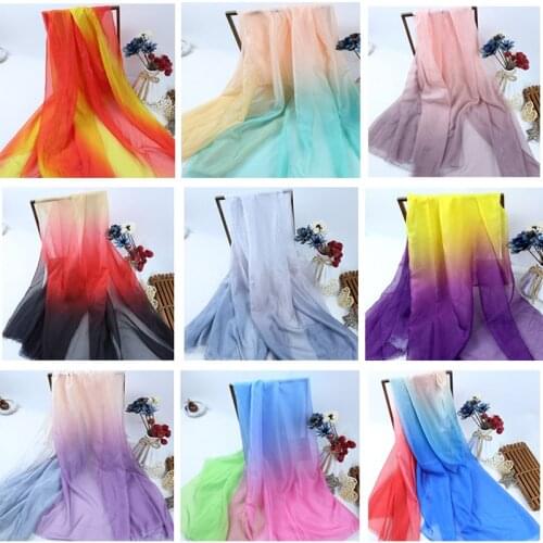 Cosplay Ombre Chiffon 30D Fabric Dancing Dress Scarf Ribbon Fabric Ancient Costume Hanfu Silky Clothing Stage Use