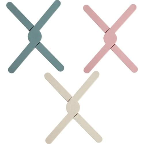 Creative Kitchen Anti-Scalding Folding Mat Stacking Meal Pot Mat Table Mat 3 Gray Pink Gray Blue Beige Yellow