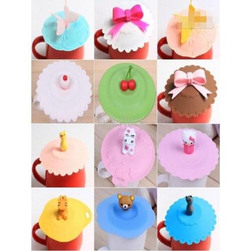 10 CM Diameter Cute Silicone Leak Proof Cup Lid Cartoon Design Resistant High Temperature Leak-proof Dust Cup Cover Home Desktop