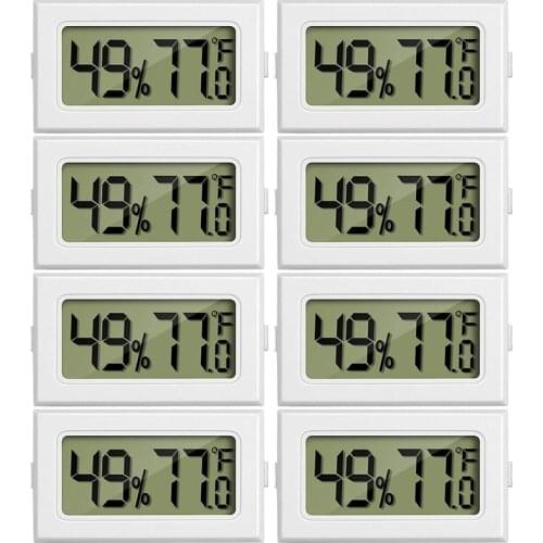 8Pcs Mini Humidity Thermometer Digital Fahrenheit LCD Display Thermometer Hygrometer, for Reptile Greenhouse and Office