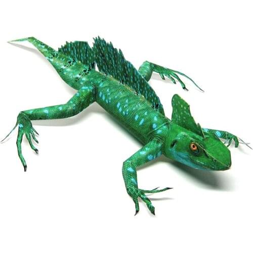 Basiliscus Lizard Paper Model Realistic Animal Mini Cute 3D Papercraft DIY Kids Adult Handmade Construction Craft Toys WE-047