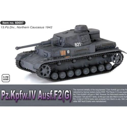 1/72 Scale Pz.kpfw.IV Ausf.F2(G) German No. 4 Tank F2 G Model Diecast & Toy Vehicle for Collectible Gift Souvenir