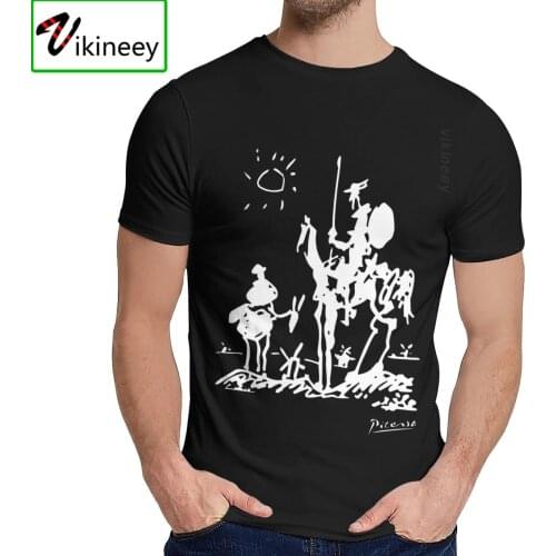 Pure Cotton Picasso Art Painting Mans T-Shirt Don Quixote Knight Tee For Man Streetwear Nice Classic Round Neck Camiseta