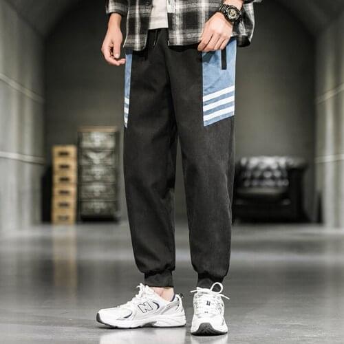 Mens Casual Pants Men 2021 Spring Splicing New Sweatpants Joggers Trousers Street Wear Sports Black Pants Trousers Pants For Men