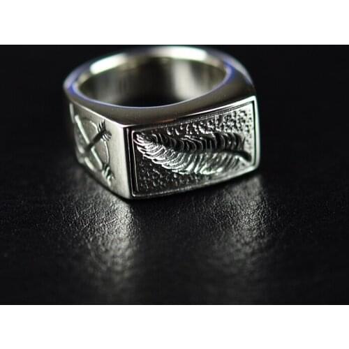 925 sterling silver feather man ring