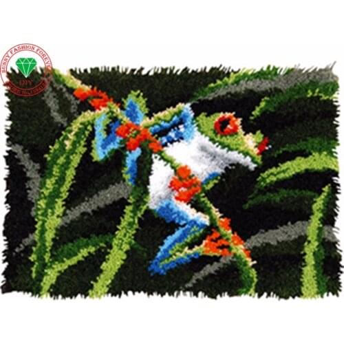 Latch hook rug kit Cartoon Frog carpet Patchwork carpet Knitting cross-stitch Carpet embroidery stitch thread cushion karpet