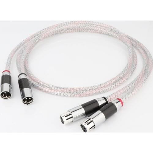 One Pair Valhalla Interconnect Signal Cable With Black/White Carbon Fiber XlR Female To Male Audio Balanced Connector