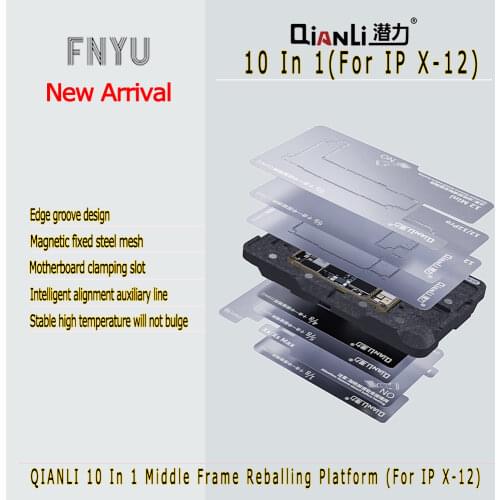 QIANLI 10 In 1 Middle Frame Reballing Platform For IP X 11 12 QIANLI Groove Design Stable Motherboard Tin Planting Repair Tool