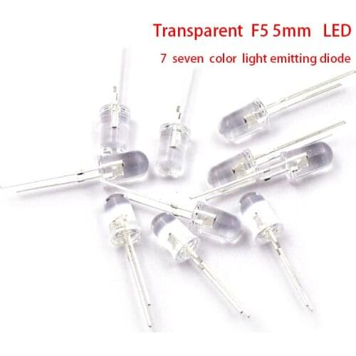 Transparent F5 5mm LED 7 seven color light emitting diode Take turns slowly flashing 100 pieces/lot