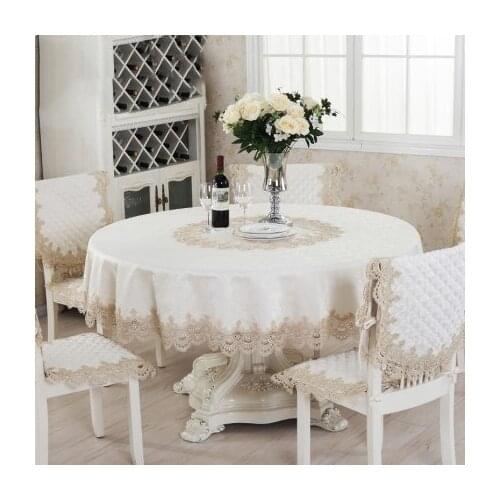 Luxury embroidered tablecloth table dining round table cover table cloth water soluble lace 002 wedding flower home textile