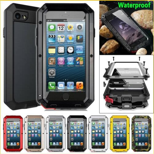Luxury Shockproof Doom Armor Waterproof Metal Phone Cases For iPhone 11 X XR XS Max 8 7 6 6s Plus 5 5s SE Case Tempered Glass