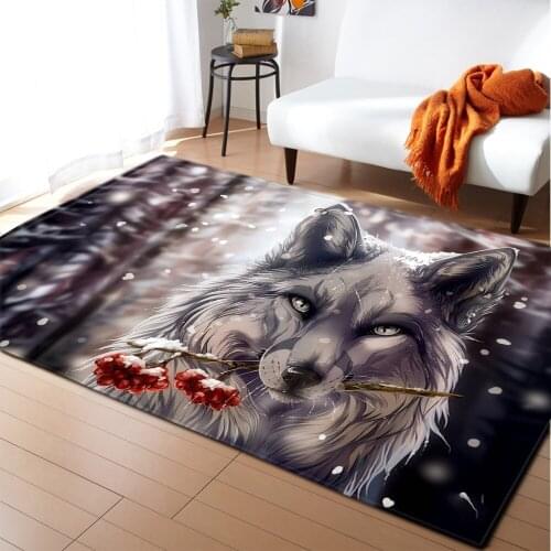 Snowfall Wolf Carpet Non-slip Large Area Rugs Welcome Floor Door Mat Bedroom Party Home Living Room Decoration Teenager