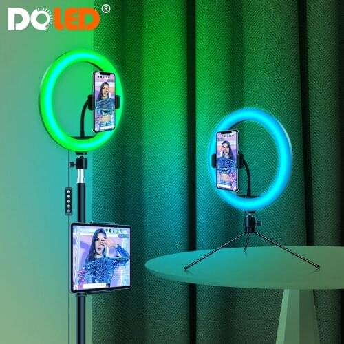RGB LED Light Ringlight Kit with Color Changing Circle Lamp Tripod Stand Phone Holder for Photography Light Video Selfie