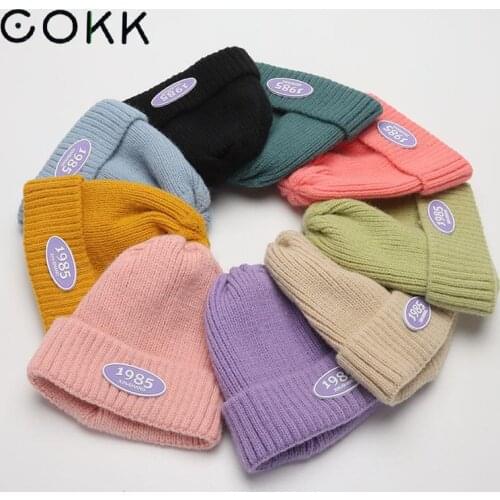 COKK Baby Girls Hat Autumn Winter Warm Knitted Hat For Kids Boys Ear Protection Infant Toddler Cap Beanies Casual Bonnet Soft