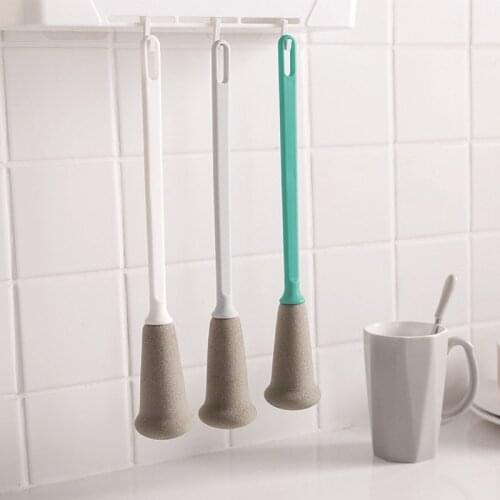 3 Colors Kitchen Cleaning Tool Sponge Brush Long Handle Water Bottle Glass Thermal Cup Cleaning Brush Home Kitchen Accessories