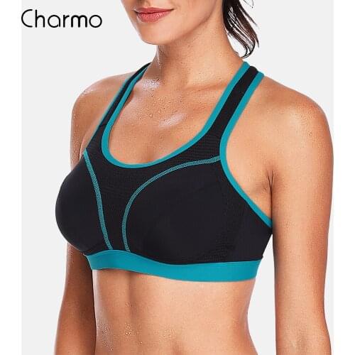 Charmo Women Sports Bra High Impact Support Backless Yoga Bra Running Workout Bra Underwear Professional Fitness Sports Top