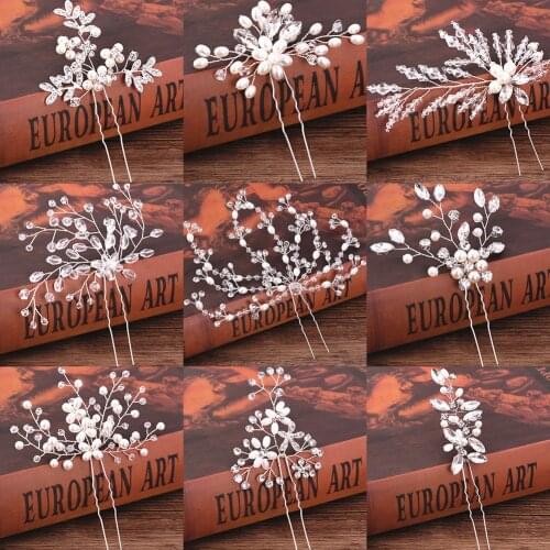 Bridal Hairpins Wedding Hair Accessories Tiara Pearl Rhinestone Flower Bridal Headpiece Wedding Hair Pins For Women Hair Jewelry