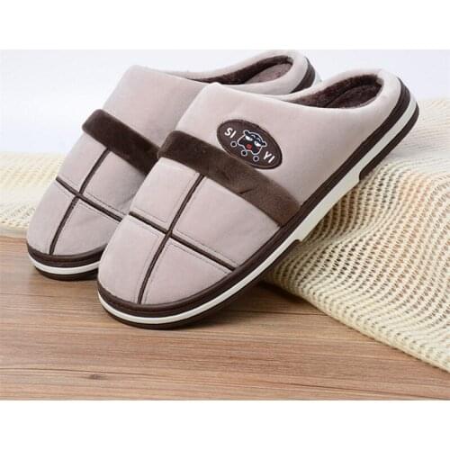 Slippers For Men Slides Home Shoes Flock Striped Comfortable House Winter Slippers Man TPR Light Soft Pantufas Plus Size 40-50