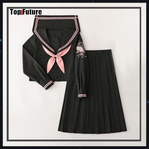 BLACK Orthodox college pink Japanese student school uniform JK Uniform suit BAD GIRL cosplay sailor suit class suit top shirt