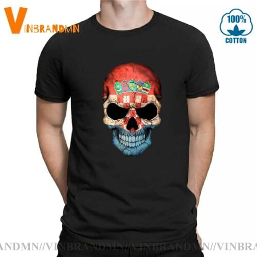 Vintage Croatian Flag Skull tshirt Sugar Croatian Flag Skull t shirt men fitnesst-shirt Cool clothes Short Sleeves T-shirts