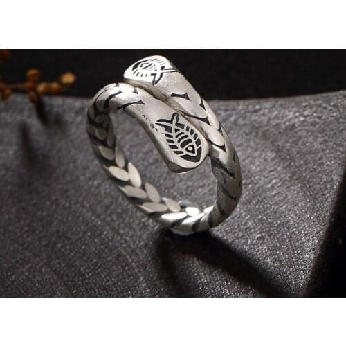 Vintage Handmade Pure 925 Silver Ring For Lady Girl Eegance Fashion Little Fish Thai Silver Ring