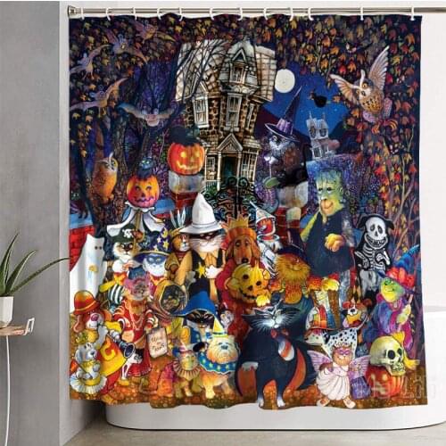 Halloween Design Waterproof Bathroom Curtain