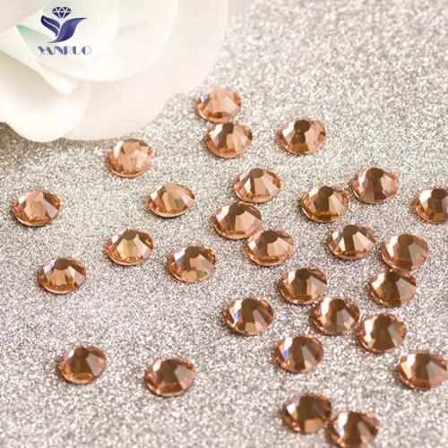YANRUO 2058HF SS16 3.8-4.0mm Light Peach Shiny Stones Strass Hotfix Cristal Rhinestones Gem stickers Rhinestone Fringe