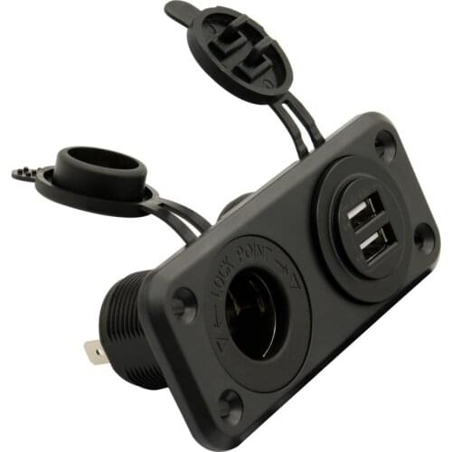 4.8A Dual USB Charger Socket Power Outlet 12-24V for Car Boat Marine Mobile Tablets, Green LED Lights