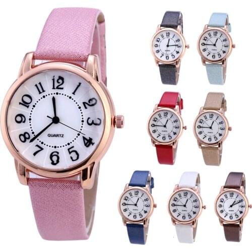 Faux Leather Arabic Numbers Watch Fashion Casual Women Analog Quartz Watchh Female Wristwatches Relogio Feminino Shellhard