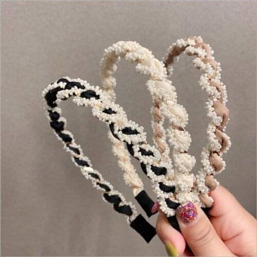 Women Pearl hairbands folds super fairy alloy wave headbands