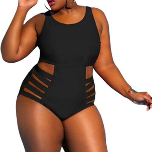 Plus Size Hollow-up Slim One Piece Swimsuit High waist One-piece Swimsuit Bikini