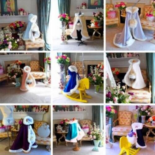 Winter Childrens Cloak Faux Fur Decoration Wedding Cloak Baby Shawl Flower Girl Hooded Coat