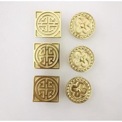 1Pc Vintage Brass Round Square Drawer Cabinet Door Handle Furniture Shoe Cabinet Door Knob Wine Cupboard Pulls