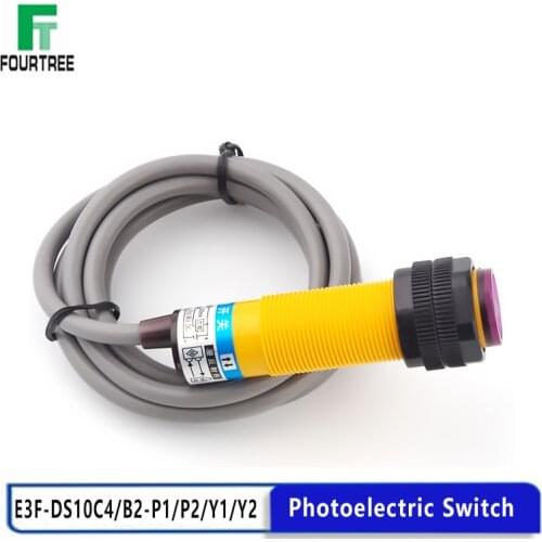 1PCS Photoelectric Switch Diffuse Reflection Infrared Sensor Proximity Switch E3F-DS10C4/B2/P1/P2/Y1/Y2 NPN PNP NO NC M18 0-10cm