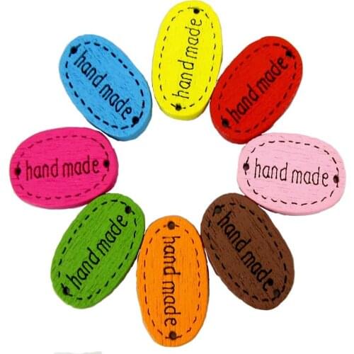 100Pcs Mixed 2 Holes carved handmade letter button wood buttons for scrapbooking DIY craft decoration 12x18mm