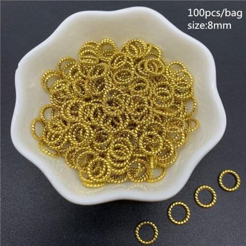 100pcs/Lot 8mm Round Shape Gold Connector Alloy Beads Cap Ancient Golden Charms Beads For Jewelry Making
