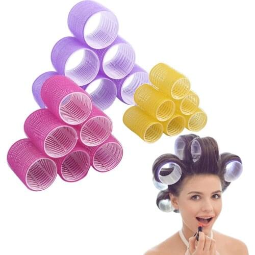 12 Pcs Lazy Self-adhesive Curling Hairdressing Tool Deduction Various Hairstyles Curling Color Random