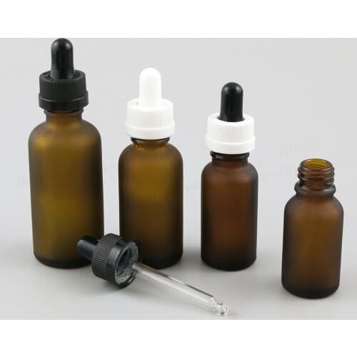 200 x Travel Empty Frost Amber Glass E-liquid Eye Dropper Dispenser for Essential Oils 1/6OZ 1/3OZ 1/2OZ 1OZ 5/3OZ 3/33OZ